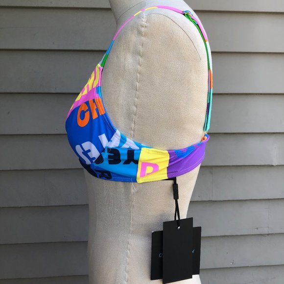 NEW NWT Cynthia Rowley Lola Good Vibes Graphic Bikini Top Bra Bralette Medium - Picture 8 of 15
